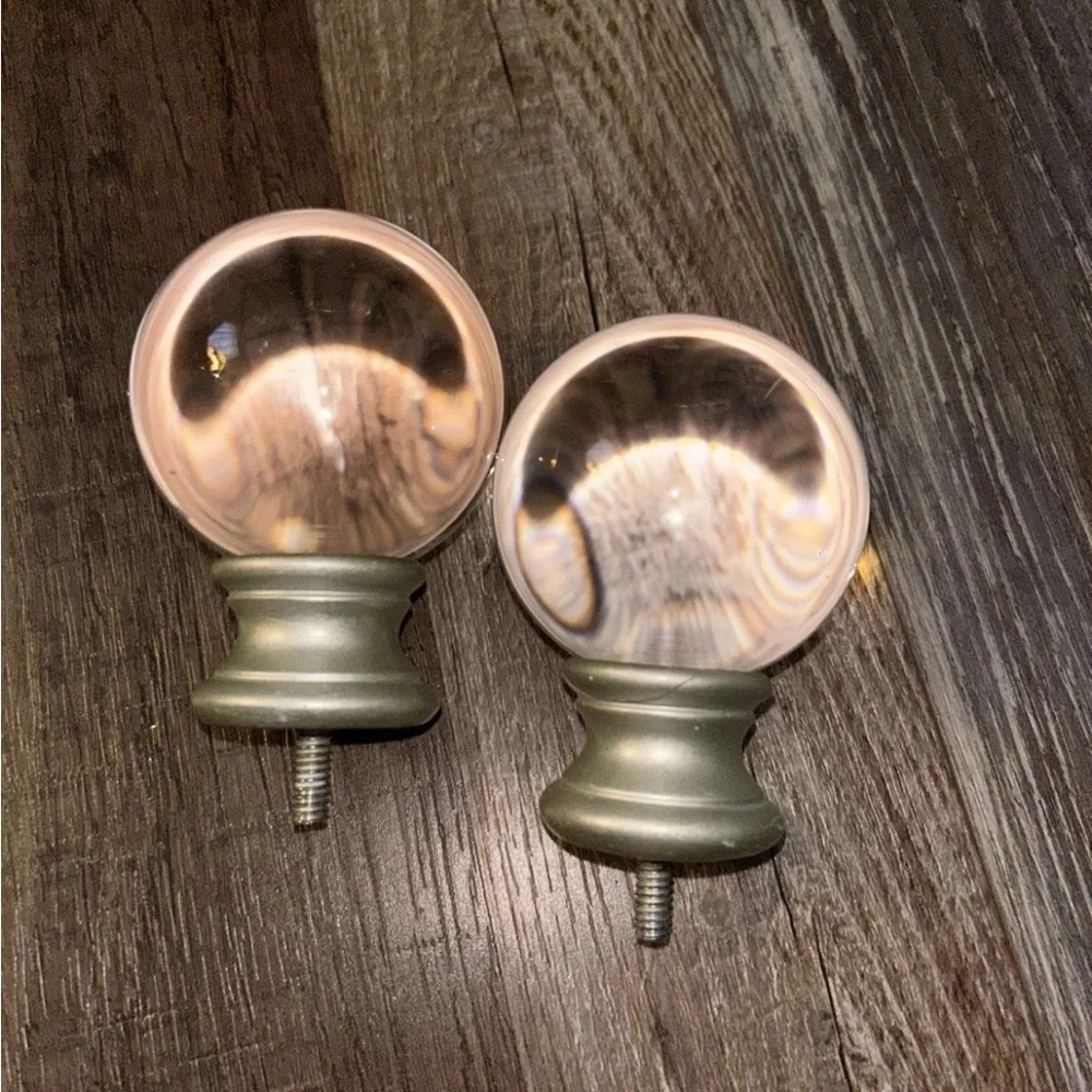 50%offw❤️ 2 Heavy Leaded 3” Crystal Ball Curtain Rod Finials Flaw HG99